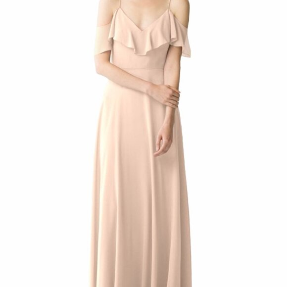 JENNY YOO Soft Blush Mila Off The Shoulder Dress - Picture 2 of 11